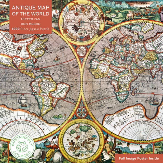 Adult Sustainable Jigsaw Puzzle Pieter van den Keere: Antique Map of the World : 1000-pieces. Ethical, Sustainable, Earth-friendly (ISBN: 9781839648601)